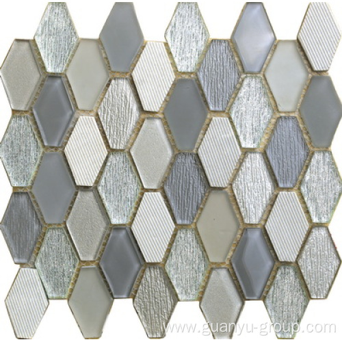 Glass Mixed Stone Hexagon Mosaic